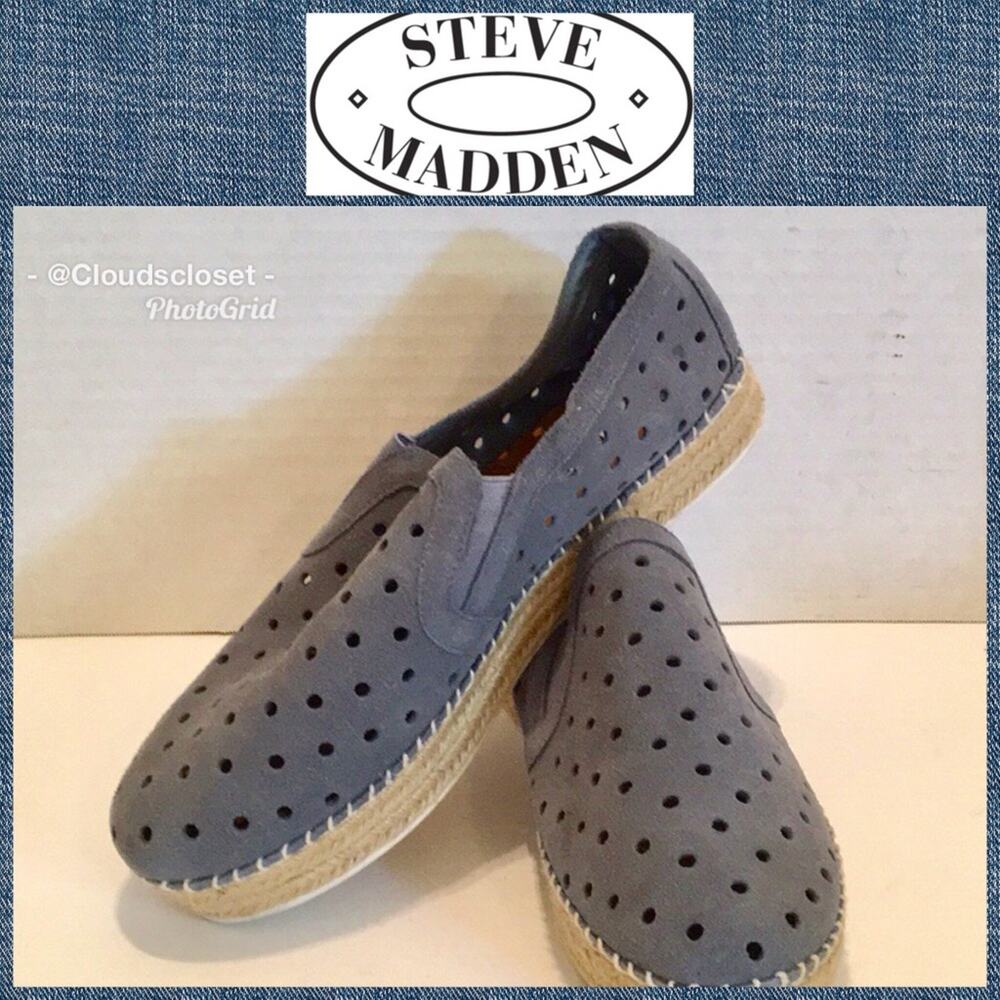 STEVE MADDEN Slip ON SUEDE ESPADRILLES Blue Grey